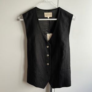 LouLou studio, never worn, new with tags black linen vest